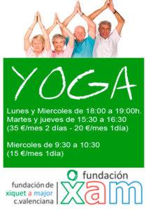 Cartel para las clases de yoga en Valencia